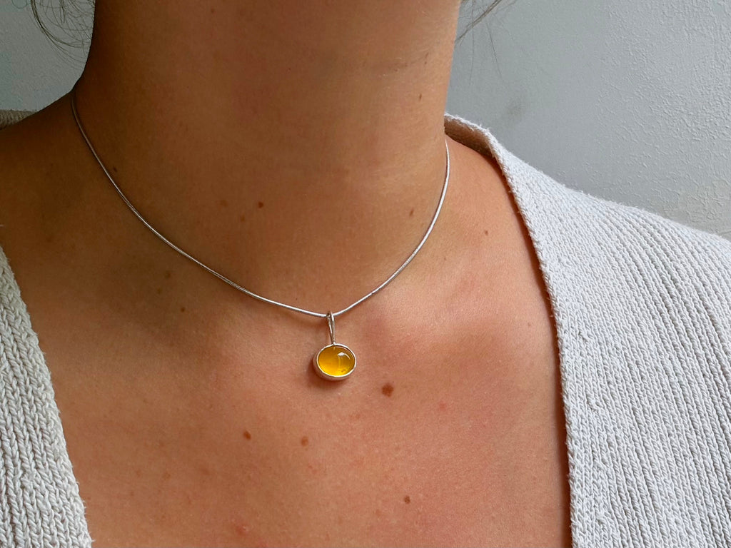 Yellow Jade Oval Necklace